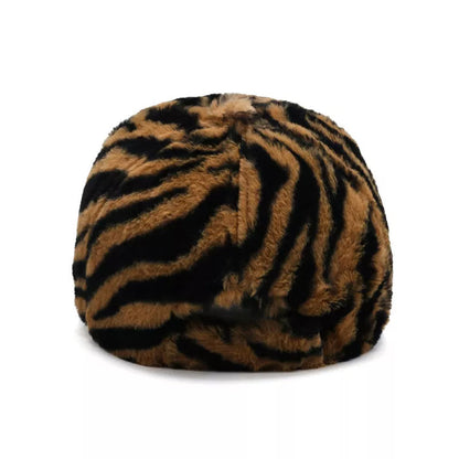 Adjustable leopard fleece baseball cap in various prints for winter wear