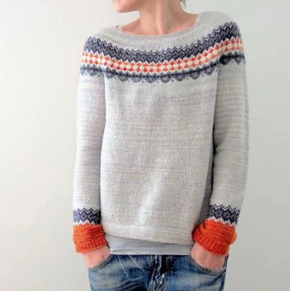 Stylish multicolor knit pullover sweater for women with relaxed fit and variety of vibrant color options