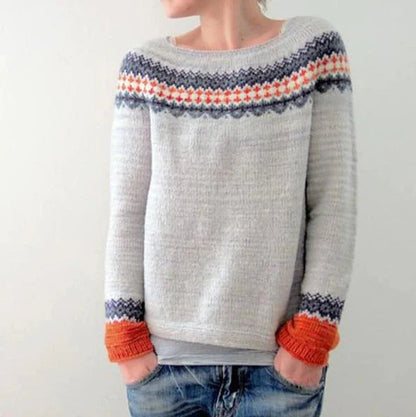Stylish multicolor knit pullover sweater for women with relaxed fit and variety of vibrant color options