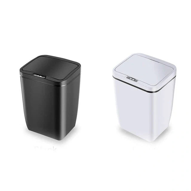 Infrared sensor smart trash can in Black, White, and LJT-02 colors with 12L capacity