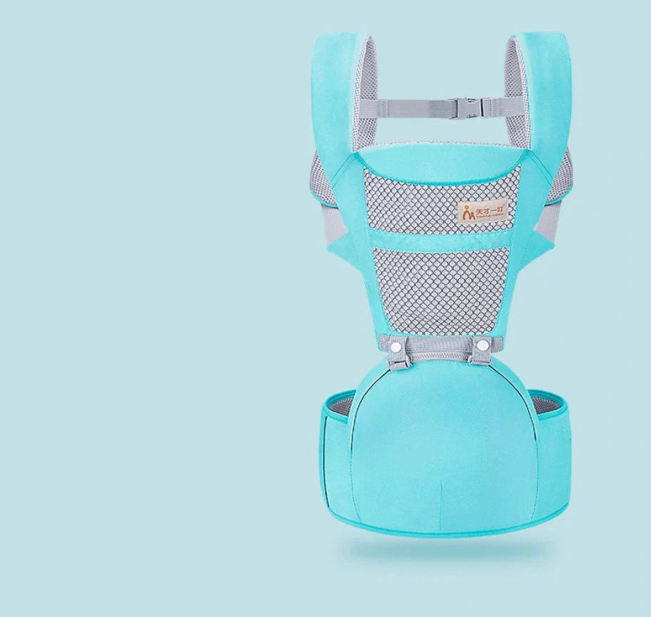 Multifunctional baby carrier waist stool in pink, gray, and blue