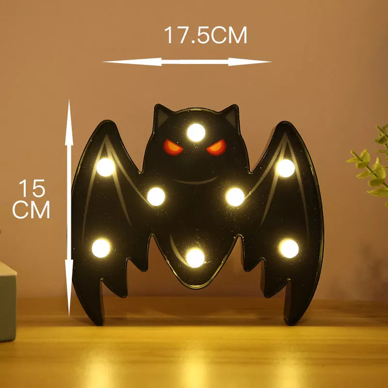 Halloween LED decorative lights with selectable bat, skull, pumpkin, and spider patterns