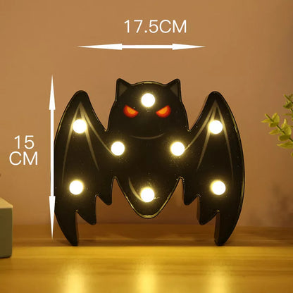 Halloween LED decorative lights with selectable bat, skull, pumpkin, and spider patterns