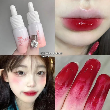Mirror Lip Lacquer Lipstick in four colour shades: Spring Day Wilderness, Orange Tabby Cat Diary, Low-key Charming, and Fog Berry.