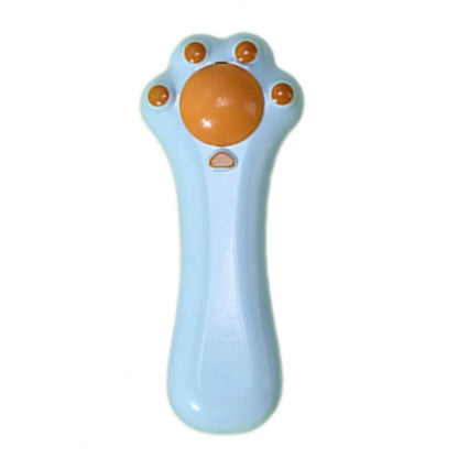 Blue cat grooming comb with rounded teeth and dental cleaning elements, measuring 13.5cm long