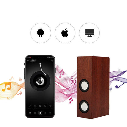 Retro-style wooden Bluetooth speaker in a choice of bamboo, black walnut, or sapele wood finishes.