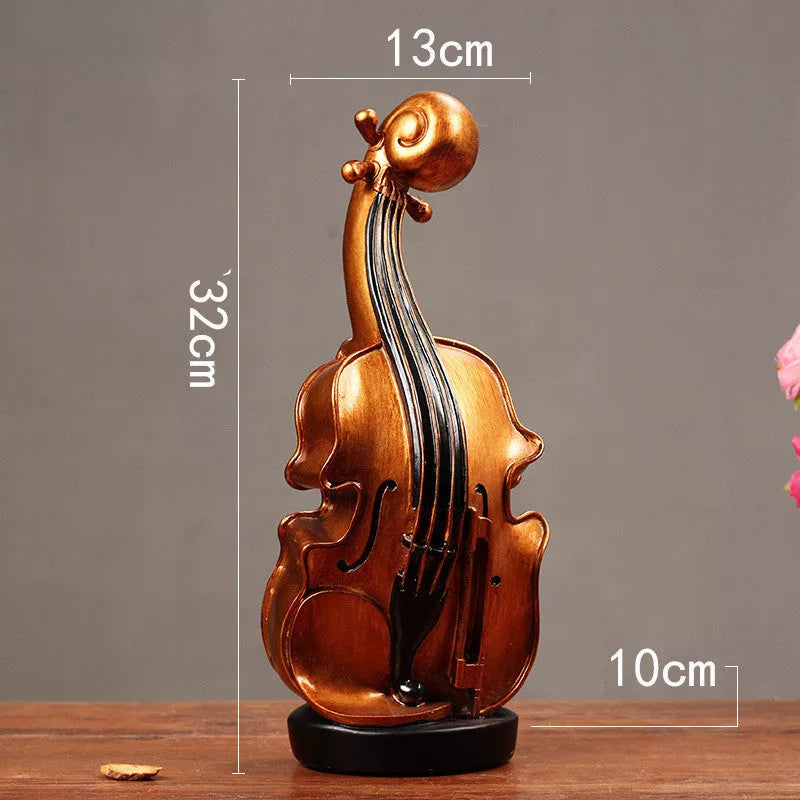 European style resin violin music box ornament for desktop decoration