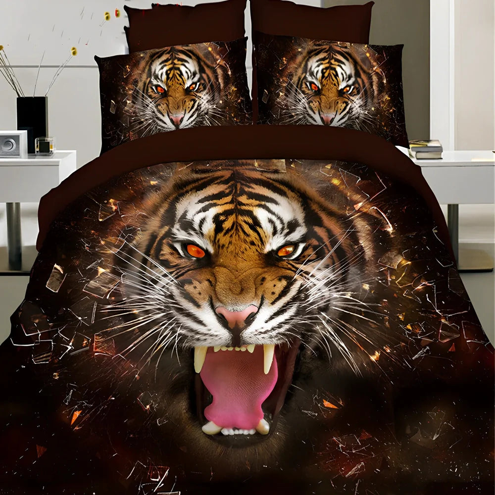 Brushed 3D floral pattern four-piece bedding set with quilt cover, sheets, and pillowcases in blue colour