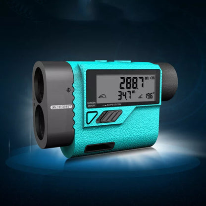 Outdoor laser rangefinder telescope with blue finish, capable of measuring distances up to 800M