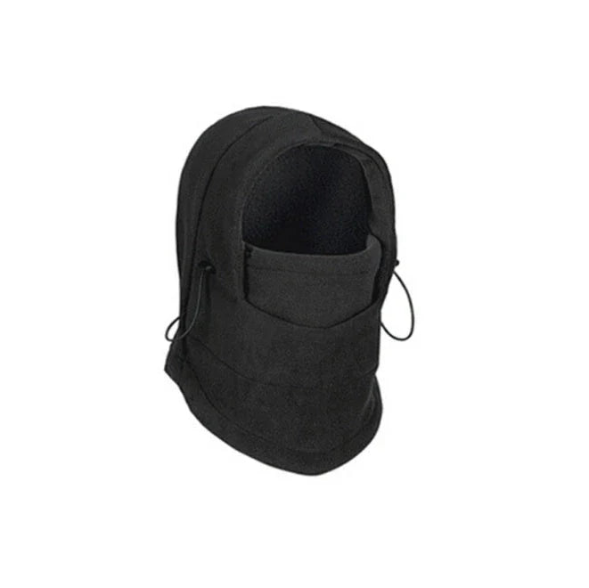 A versatile windproof ski hat with an integrated face mask and neck gaiter, providing complete protection from the elements during outdoor activities.