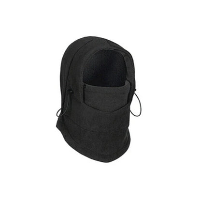 A versatile windproof ski hat with an integrated face mask and neck gaiter, providing complete protection from the elements during outdoor activities.