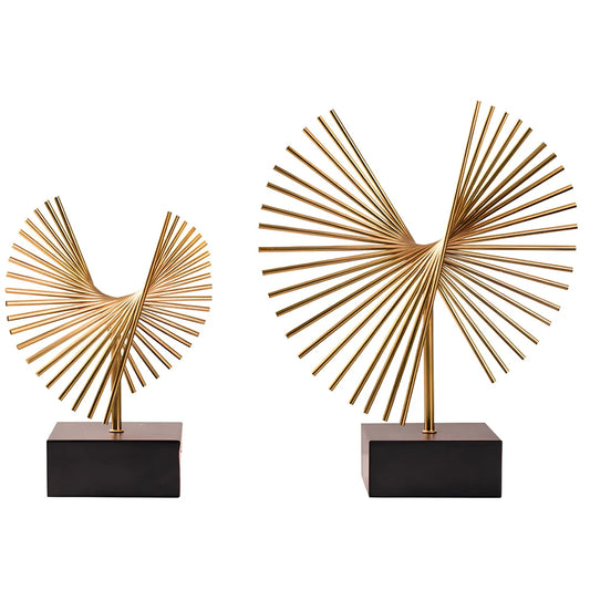 Handcrafted iron wall decoration with gold finish, sizes 12x27cm and 12x36cm