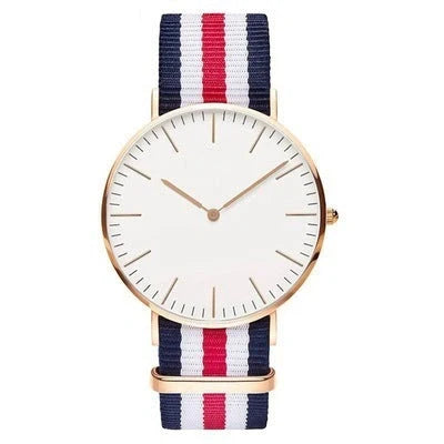 Nylon two-needle watch with quartz movement and stainless steel buckle