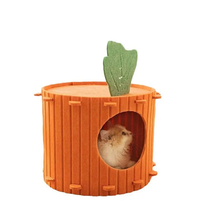 Felt cat tunnel with drilled semi-enclosed design showing peek-out openings