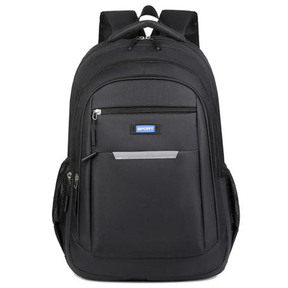 Grey casual Oxford cloth men's backpack with a breathable back panel