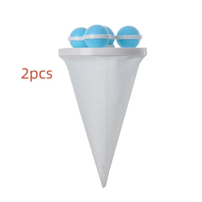 Ultra-fine mesh washing machine lint catcher in purple, blue, and pink