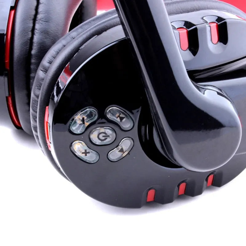 Black wireless Bluetooth headset with 40mm speakers, 300mAh battery, and up to 10m range