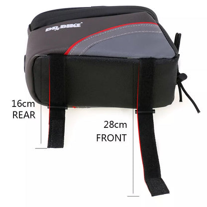 Dr.Bike Red Frame Front Top Tube Bags Phone Bike Pouch on a bicycle
