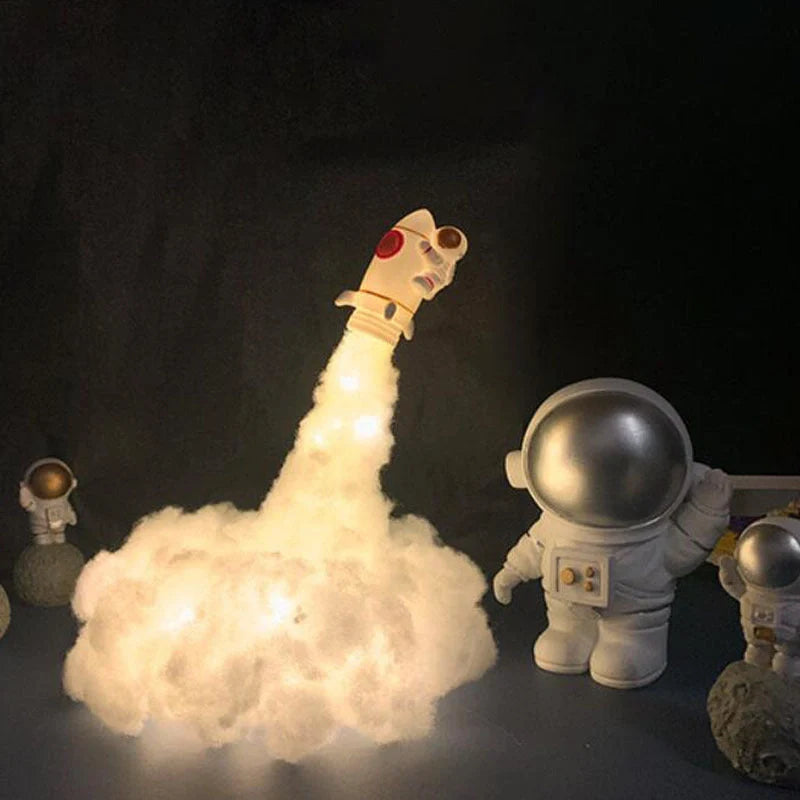 DIY LED Rocket Night Light with realistic space-themed design and smooth PP cotton base