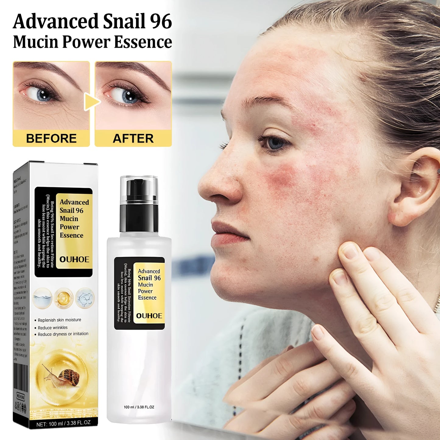 Original snail collagen facial serum bottle, 100ml, in photo colour packaging