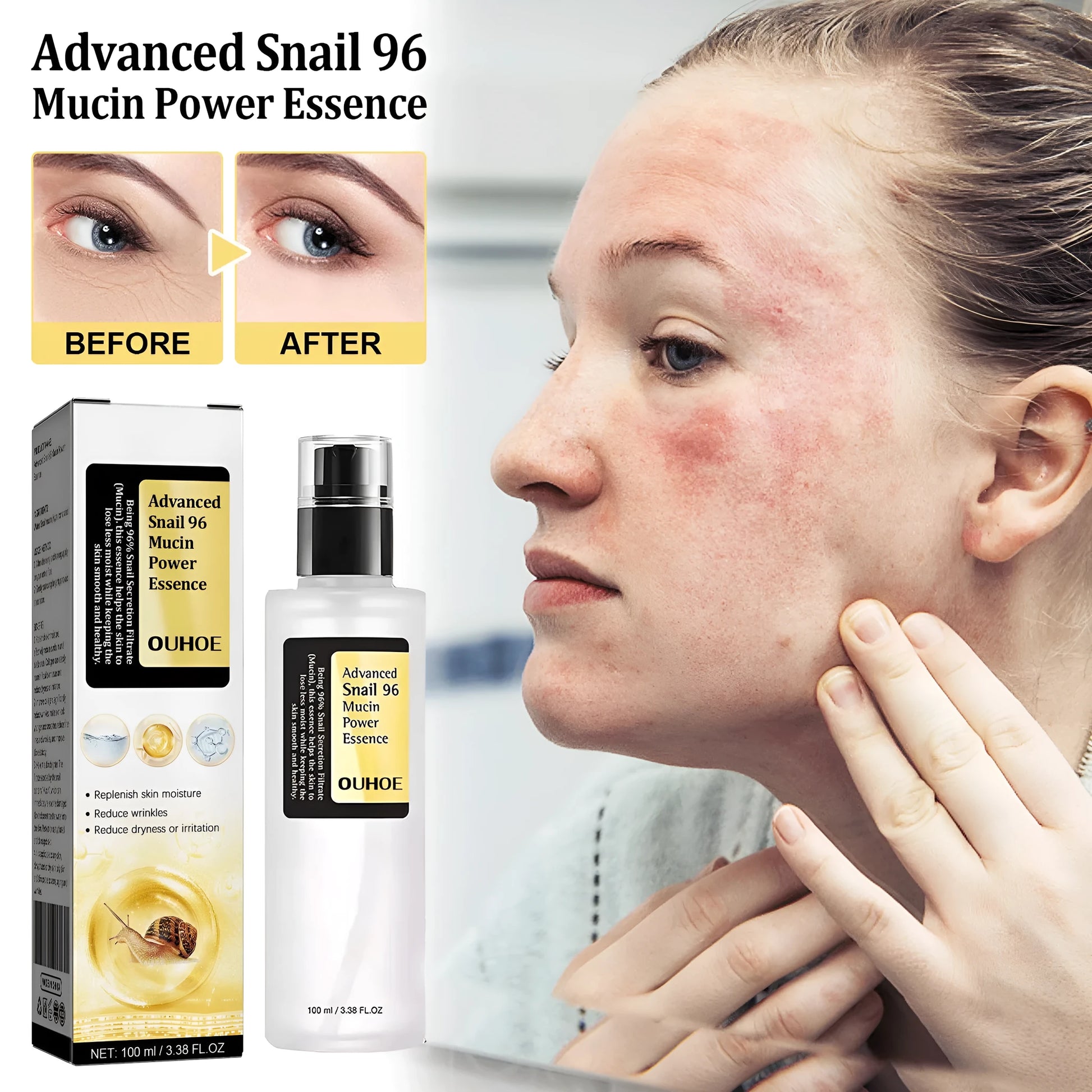 Original snail collagen facial serum bottle, 100ml, in photo colour packaging