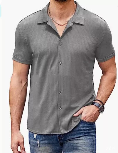 Men's casual cotton blend polo shirt with button collar in various colors