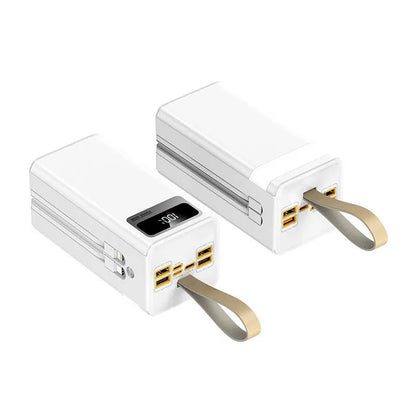 Large capacity portable power bank in Samurai Black or Knight White with fast charging double line, 168x70x54mm