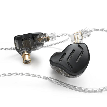 KZ ZAX hybrid driver in-ear headphones in Black or Silver blue with 3.5mm L-bend plug