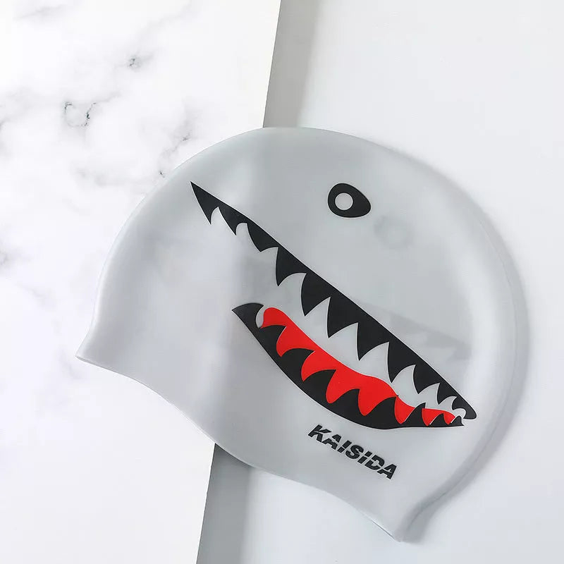 Printed silicone swimming cap in various colors for unisex swimmers