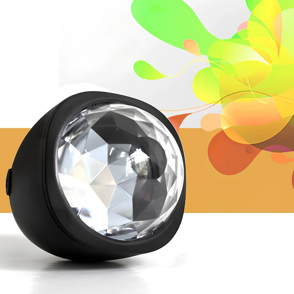 Mini USB voice activated crystal magic ball LED disco projector with 3 colour lights