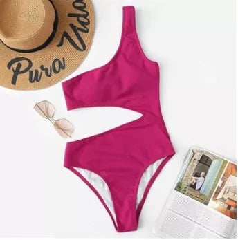 Ladies swimwear bikini in red, blue, rose red, and army green colors