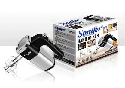 500W high power electric food mixer with mixer and beater hooks on white background