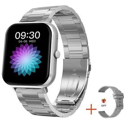 ZL54C smart watch on wrist showing health stats on AMOLED screen, with Milan steel strap option.