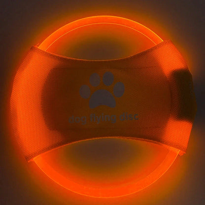 LED glowing dog flying disc in various colors, perfect for night-time play