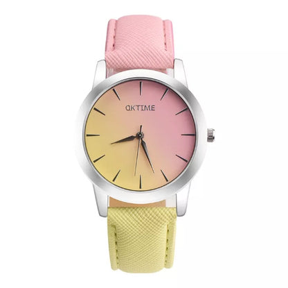 Retro Rainbow Analog Quartz Watch for Women with waterproof feature and vibrant colors