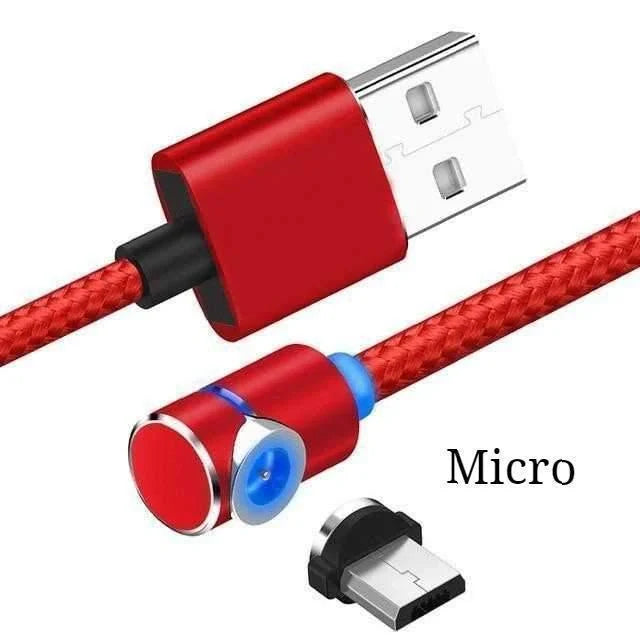 360 Degree Magnetic Charging Cable with LED light and 90-degree connector