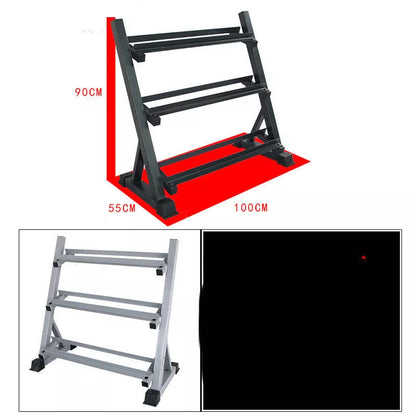 Compact three-layer dumbbell rack for efficient fitness equipment organization