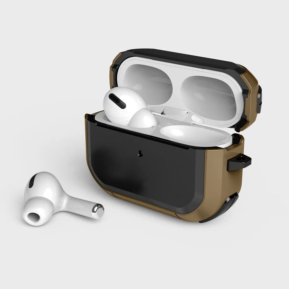 Black TPU and PC protective shell case for Apple AirPods 1, 2, and AirPods Pro charging case