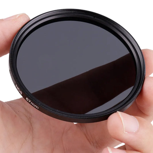 Digital camera ND8 filter with aviation aluminium frame showing 4mm thickness and lens compression spring mechanism