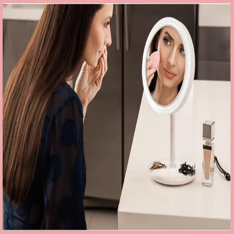 Fan LED Light Makeup Mirror with adjustable lighting and cooling fan