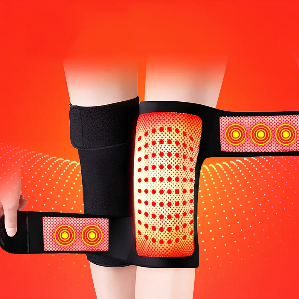 Tourmaline self-heating knee support brace with adjustable straps and magnetic therapy elements for joint comfort
