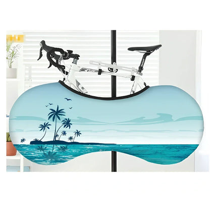 Bicycle protective cover made of 87% polyester and 13% cotton for indoor dust prevention on tyres