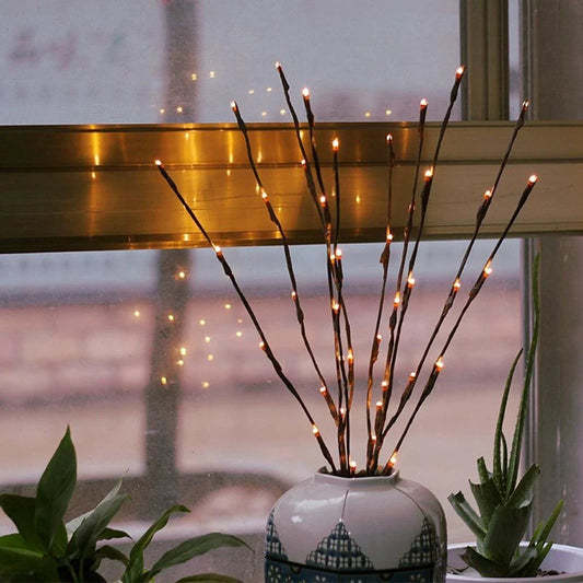 Elegant Twig Lights with 20 LED bulbs, perfect for decorating any space with a warm, enchanting ambiance