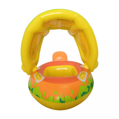 Inflatable dinosaur canopy swimming ring for children with detachable sunshade