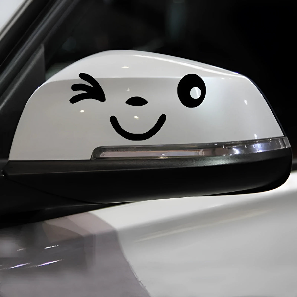 Car rearview mirror sticker in black or reflective silver, irregular PET bumper decal, single car sticker