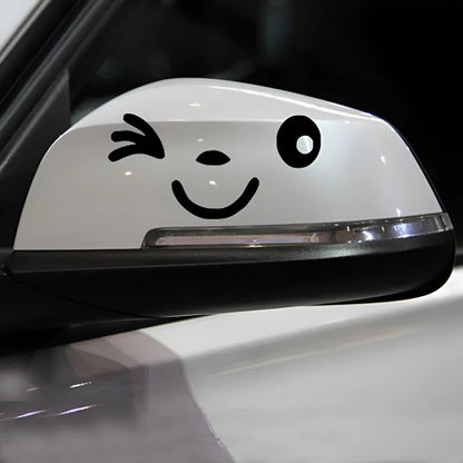 Car rearview mirror sticker in black or reflective silver, irregular PET bumper decal, single car sticker