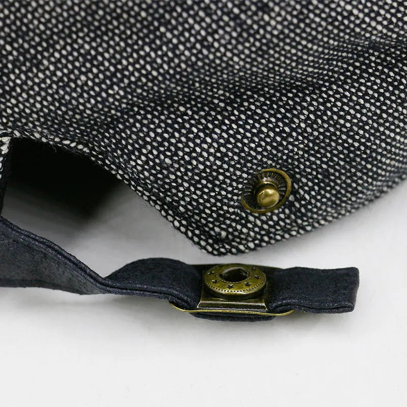Men's cotton linen blend beret in dome crown style, adjustable for head circumference 55-58cm