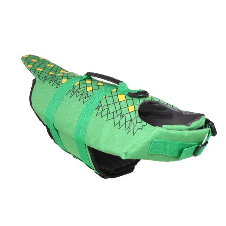 Adjustable mermaid shark design dog life vest for swimming safety and style