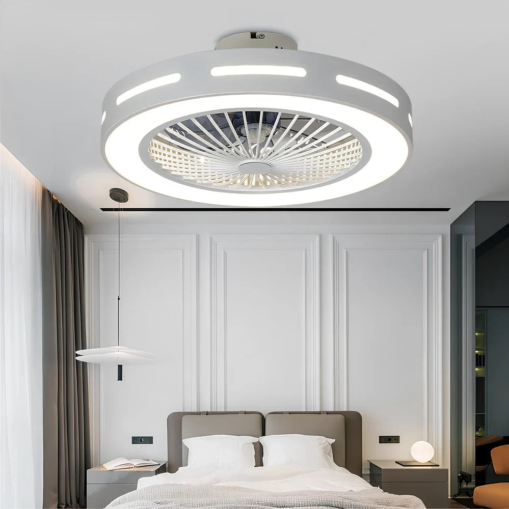 Ceiling fan light with decorative acrylic blades and integrated lighting, 56cm diameter