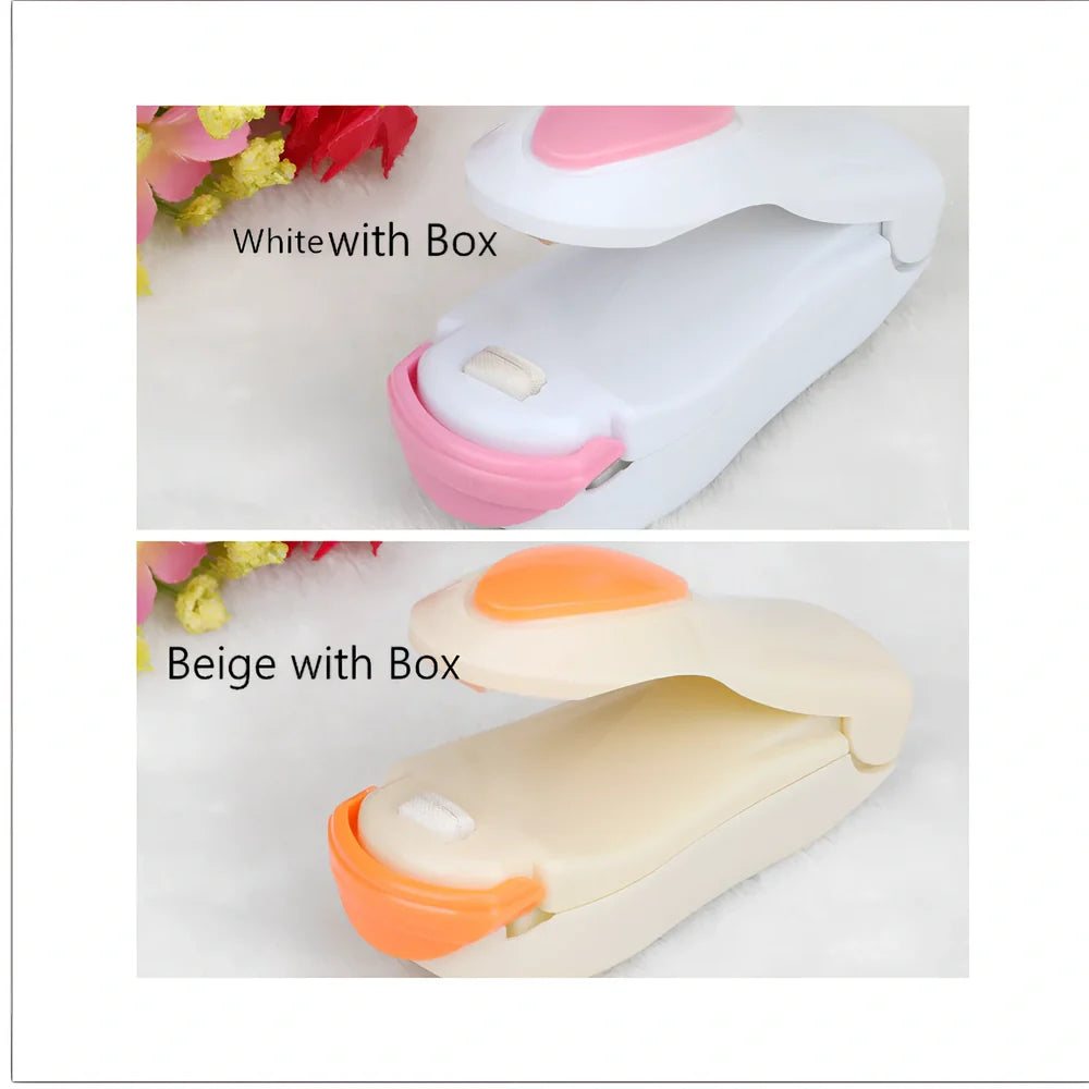 Mini hand pressure heat sealing machine measuring 10cm with magnetic base for plastic bag food preservation